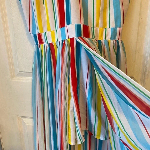 XOXO Romper Sexy Boho Maxi Dress Multicolor Strips Adjustable Strap Women Size M - Picture 6 of 8
